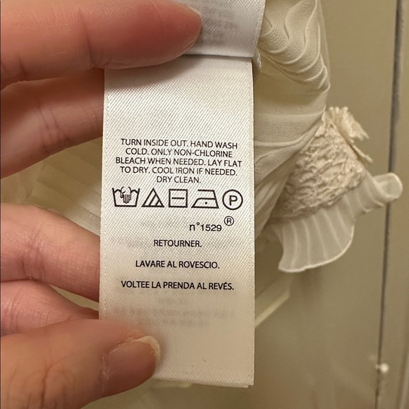 Polo by Ralph Lauren Cream Lace-Front Ruffled High-Neck Blouse Size 4 - Picture 11 of 14